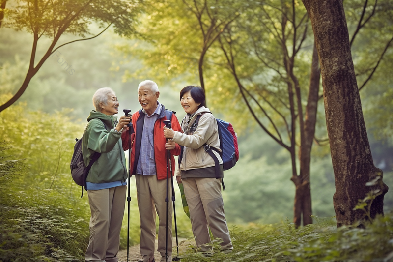 老年人相伴户外爬山拍照高清摄影图,高清,摄影图,摄影图片,图片大全,摄影图免费下载